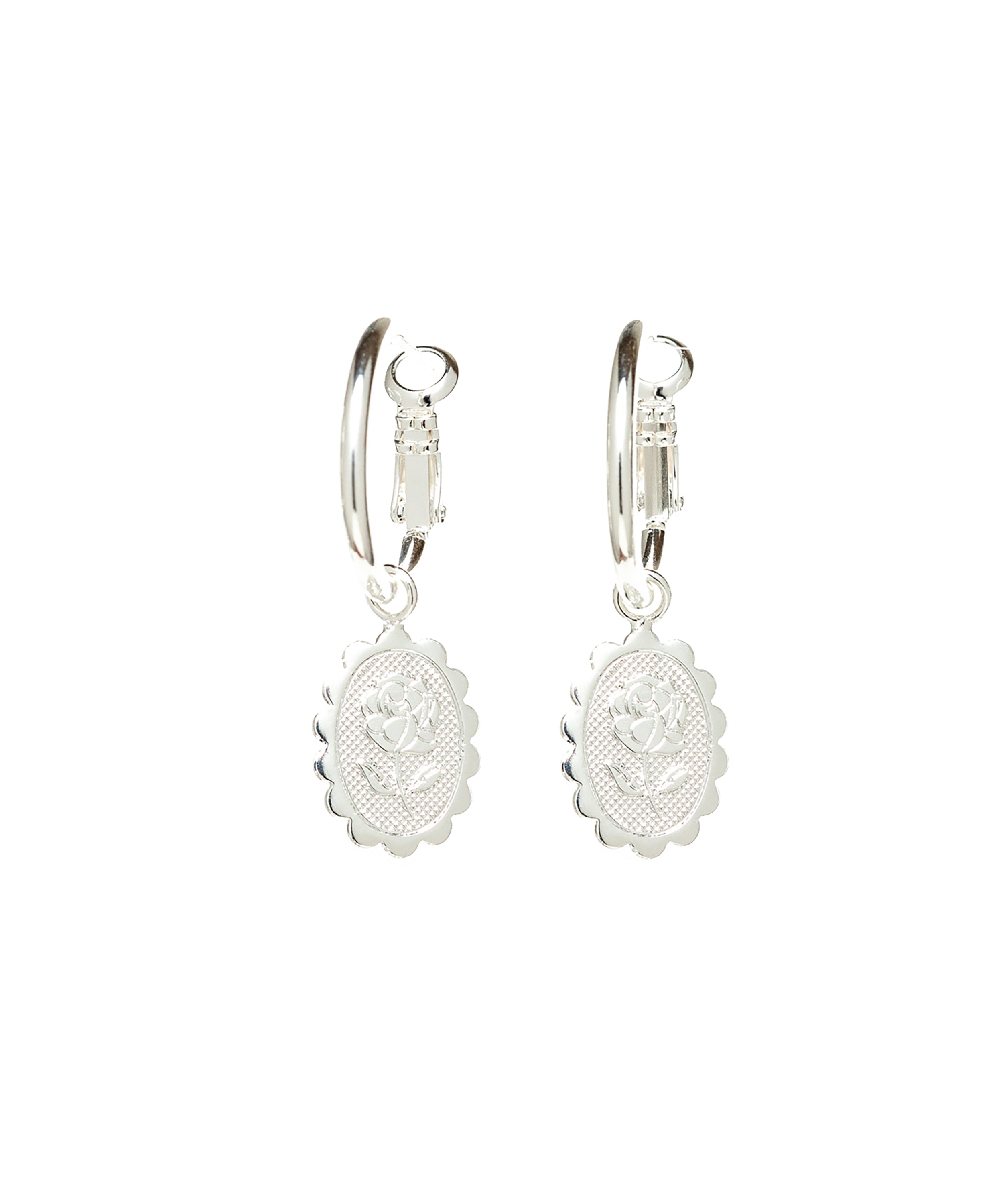 Mini Créoles Thémis Fleurs Argent Boucles d'Oreilles Monsieur Simone