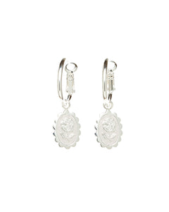 Mini Créoles Thémis Fleurs Argent Boucles d'Oreilles Monsieur Simone