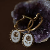 Mini Créoles Thémis Fleurs Or Ivoire Boucles d'Oreilles Monsieur Simone