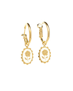 Mini Créoles Thémis Fleurs Or Ivoire Boucles d'Oreilles Monsieur Simone