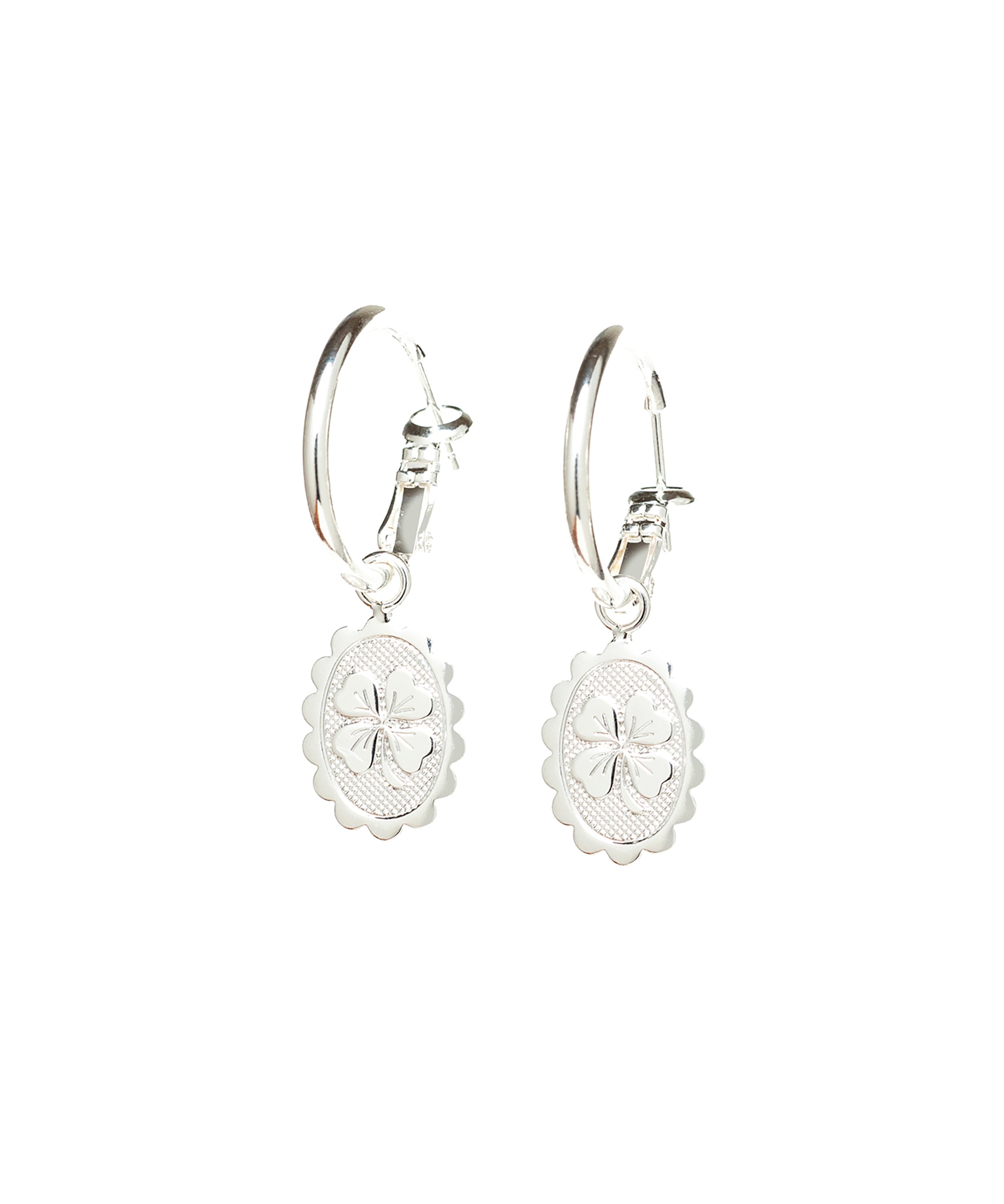 Mini Créoles Thémis Trèfles Argent Boucles d'Oreilles Monsieur Simone