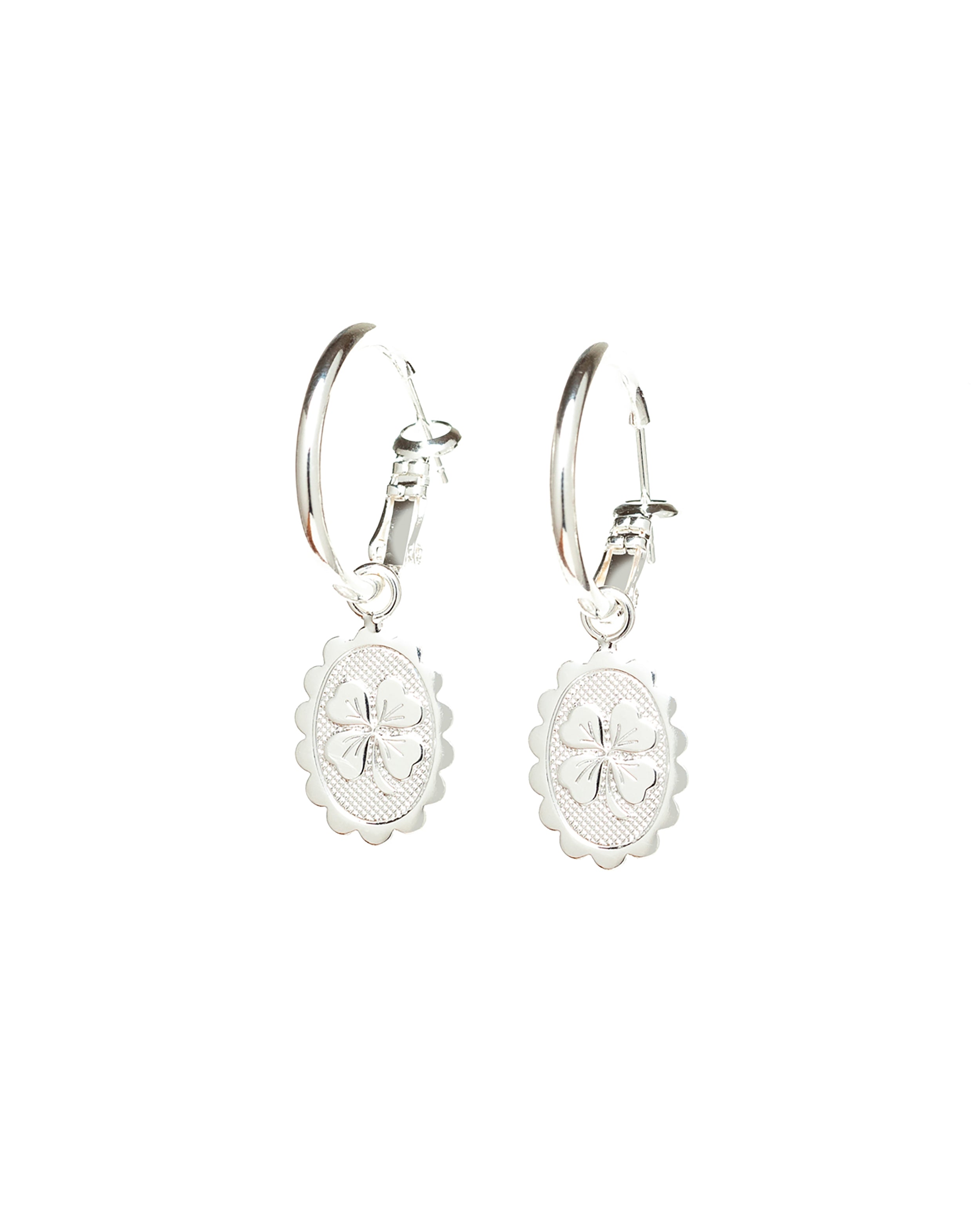 Mini Créoles Thémis Trèfles Argent Boucles d'Oreilles Monsieur Simone
