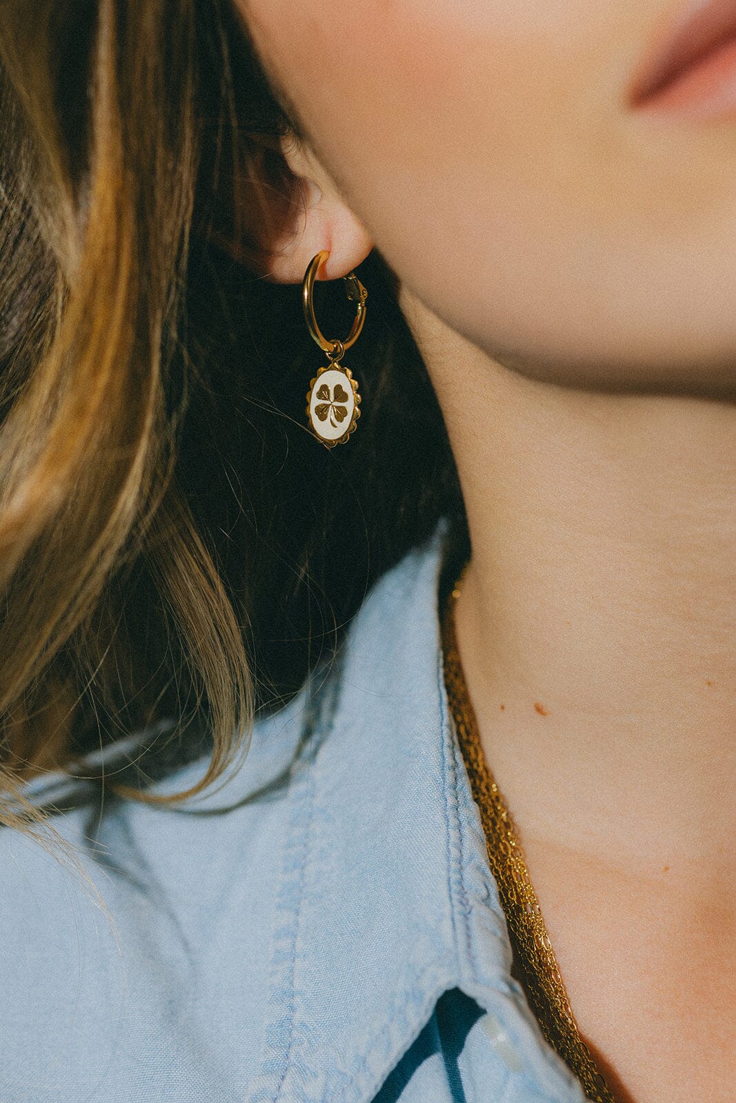 Mini Créoles Thémis Trèfles Argent Boucles d'Oreilles Monsieur Simone