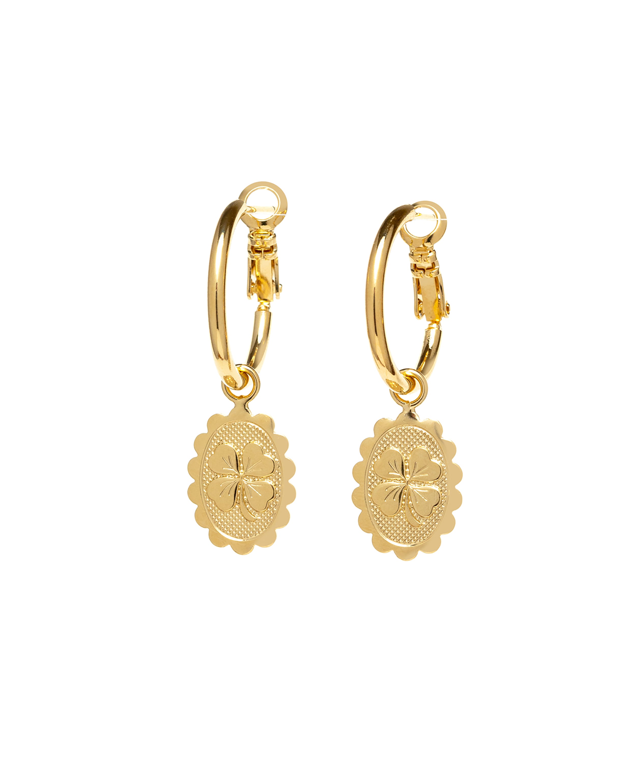Mini Créoles Thémis Trèfles Or Boucles d'Oreilles Monsieur Simone