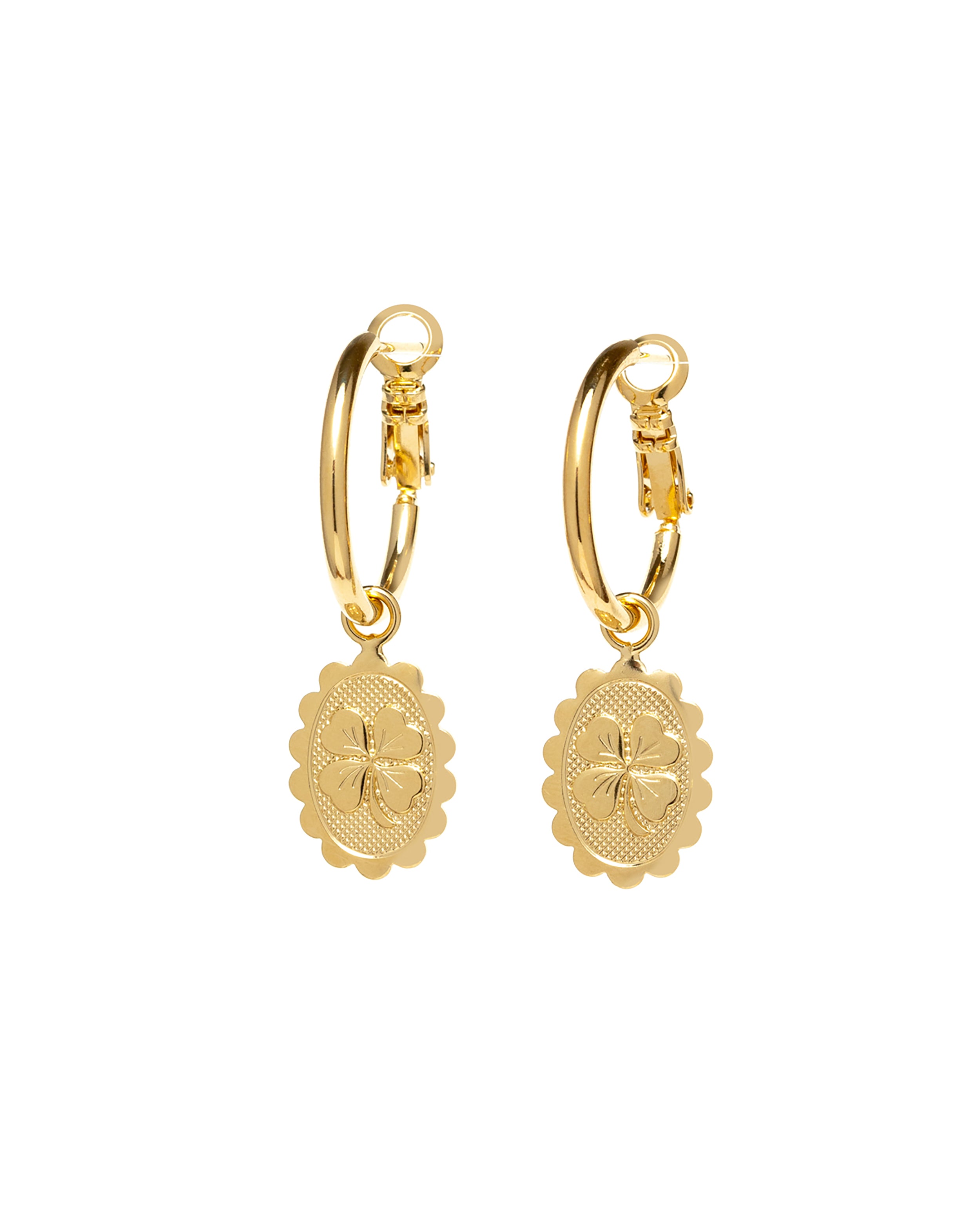 Mini Créoles Thémis Trèfles Or Boucles d'Oreilles Monsieur Simone