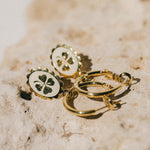 Mini Créoles Thémis Trèfles Or Ivoire Boucles d'Oreilles Monsieur Simone