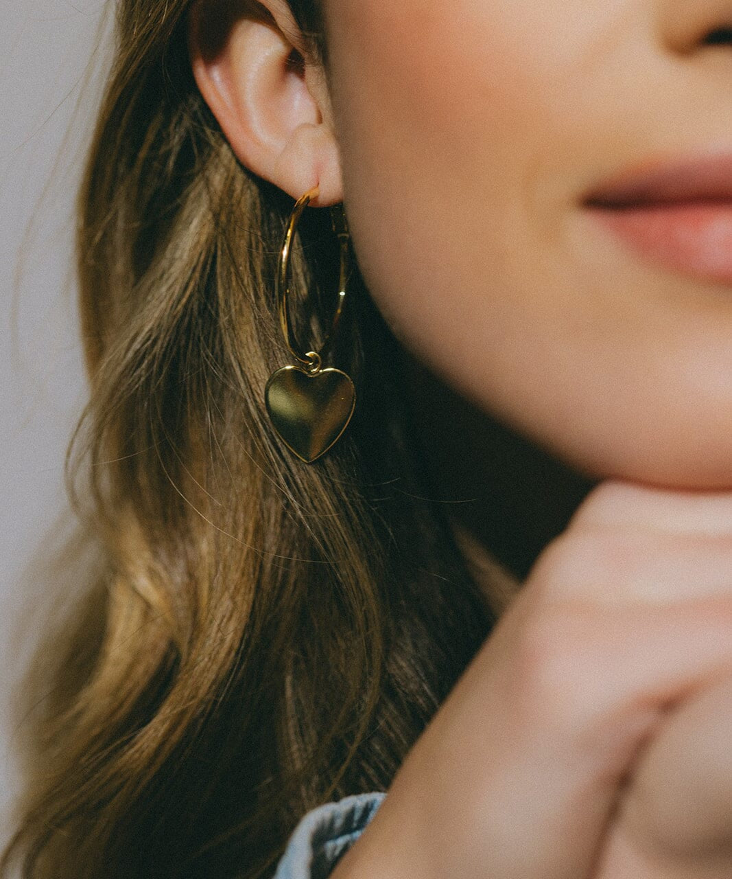 Petites Créoles Aphrodite Argent Coeur Boucles d'Oreilles Monsieur Simone