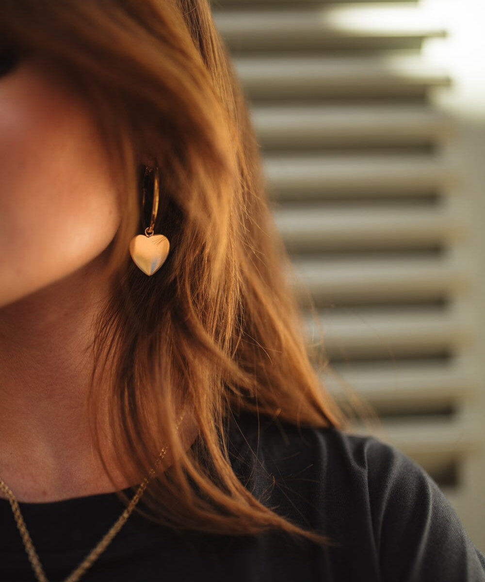 Petites Créoles Aphrodite Or Coeur Boucles d'Oreilles Monsieur Simone