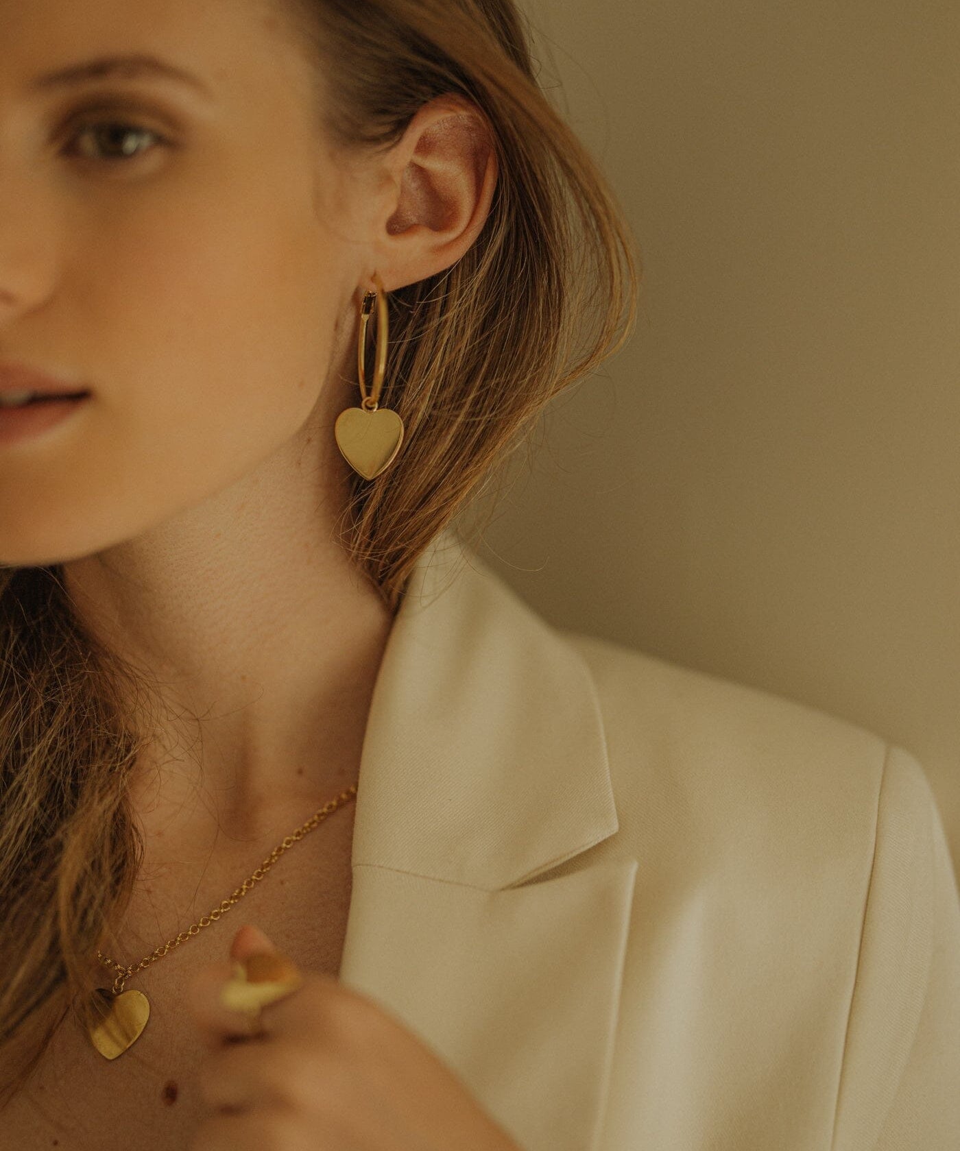 Petites Créoles Aphrodite Or Coeur Boucles d'Oreilles Monsieur Simone