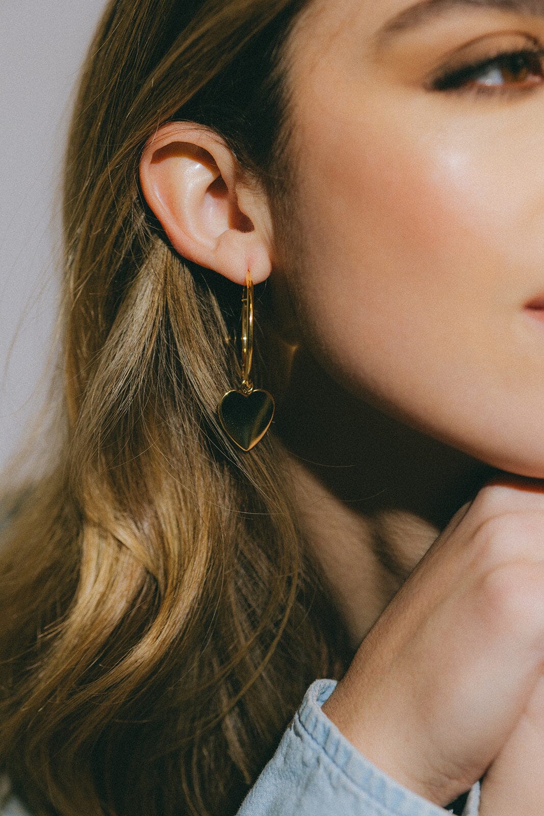 Petites Créoles Aphrodite Or Coeur Boucles d'Oreilles Monsieur Simone