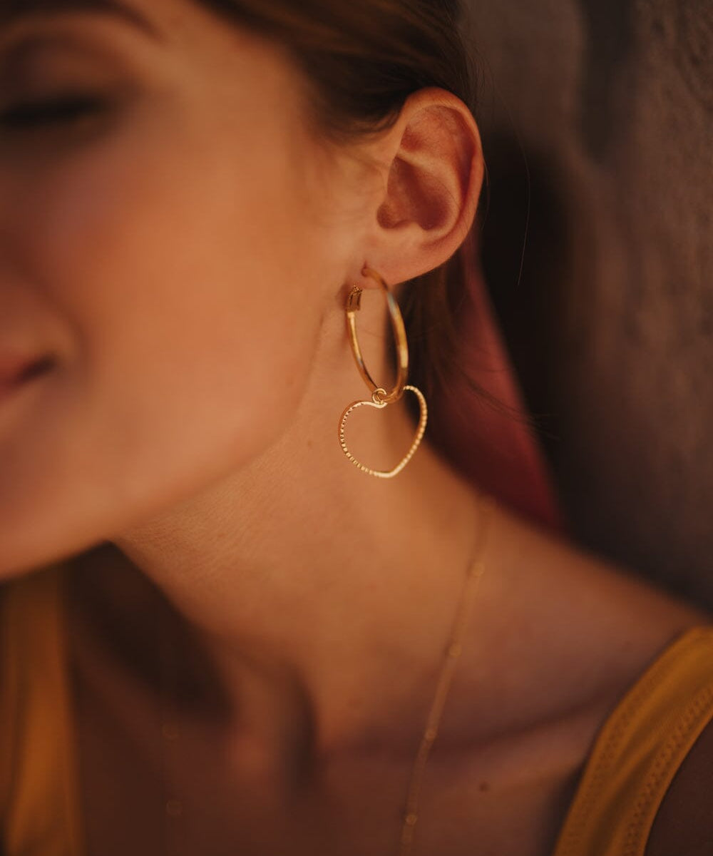 Petites Créoles Aura Or Coeur Boucles d'Oreilles Monsieur Simone
