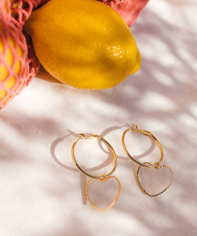 Petites Créoles Aura Or Coeur Boucles d'Oreilles Monsieur Simone