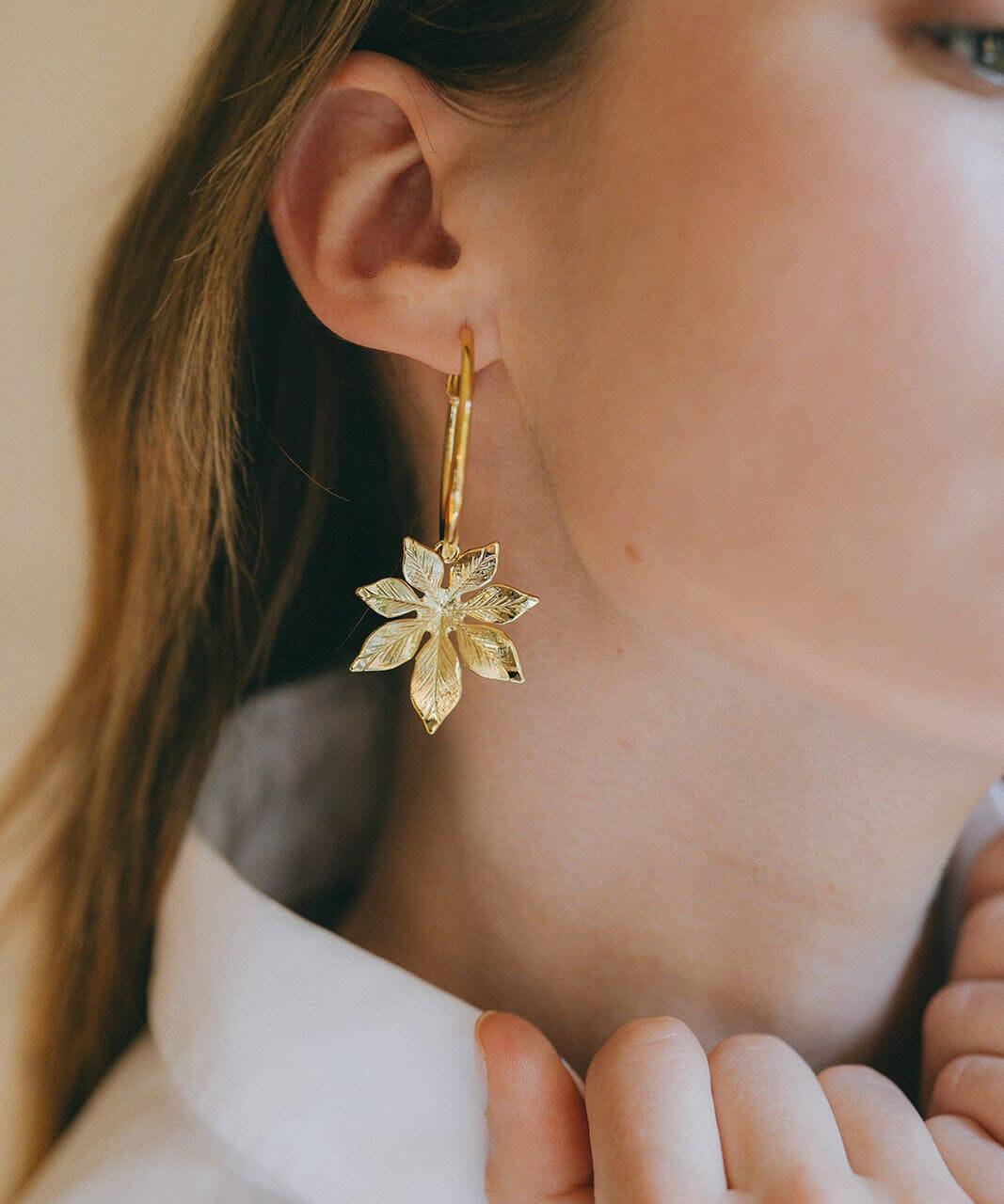 Petites Créoles Chloris Argent Fleurs Boucles d'Oreilles Monsieur Simone