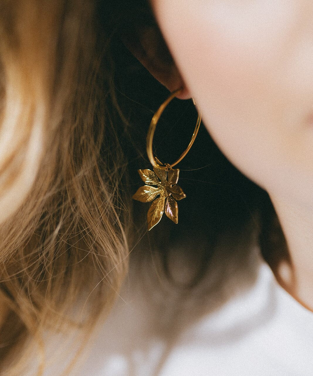 Petites Créoles Chloris Argent Fleurs Boucles d'Oreilles Monsieur Simone