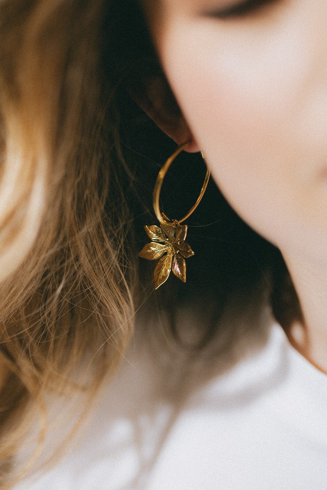 Petites Créoles Chloris Argent Fleurs Boucles d'Oreilles Monsieur Simone