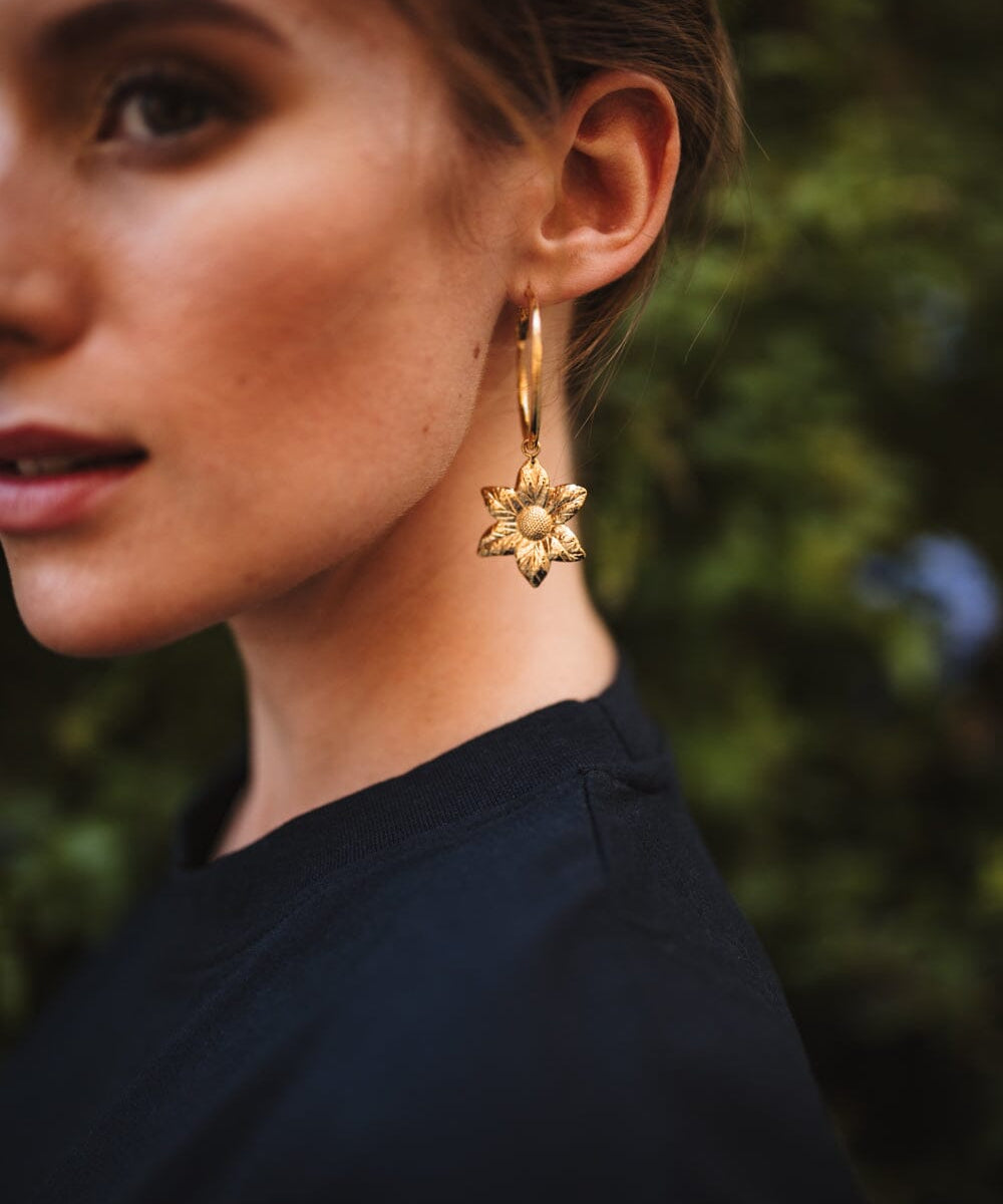 Petites Créoles Hespéris Argent Fleurs Boucles d'Oreilles Monsieur Simone