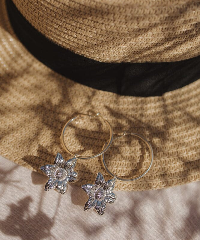 Petites Créoles Hespéris Argent Fleurs Boucles d'Oreilles Monsieur Simone
