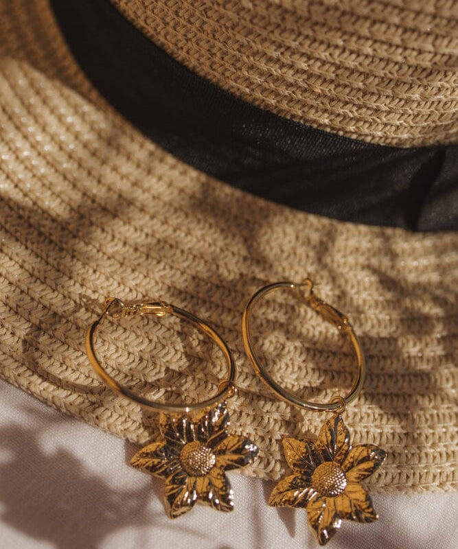 Petites Créoles Hespéris Or Fleurs Boucles d'Oreilles Monsieur Simone
