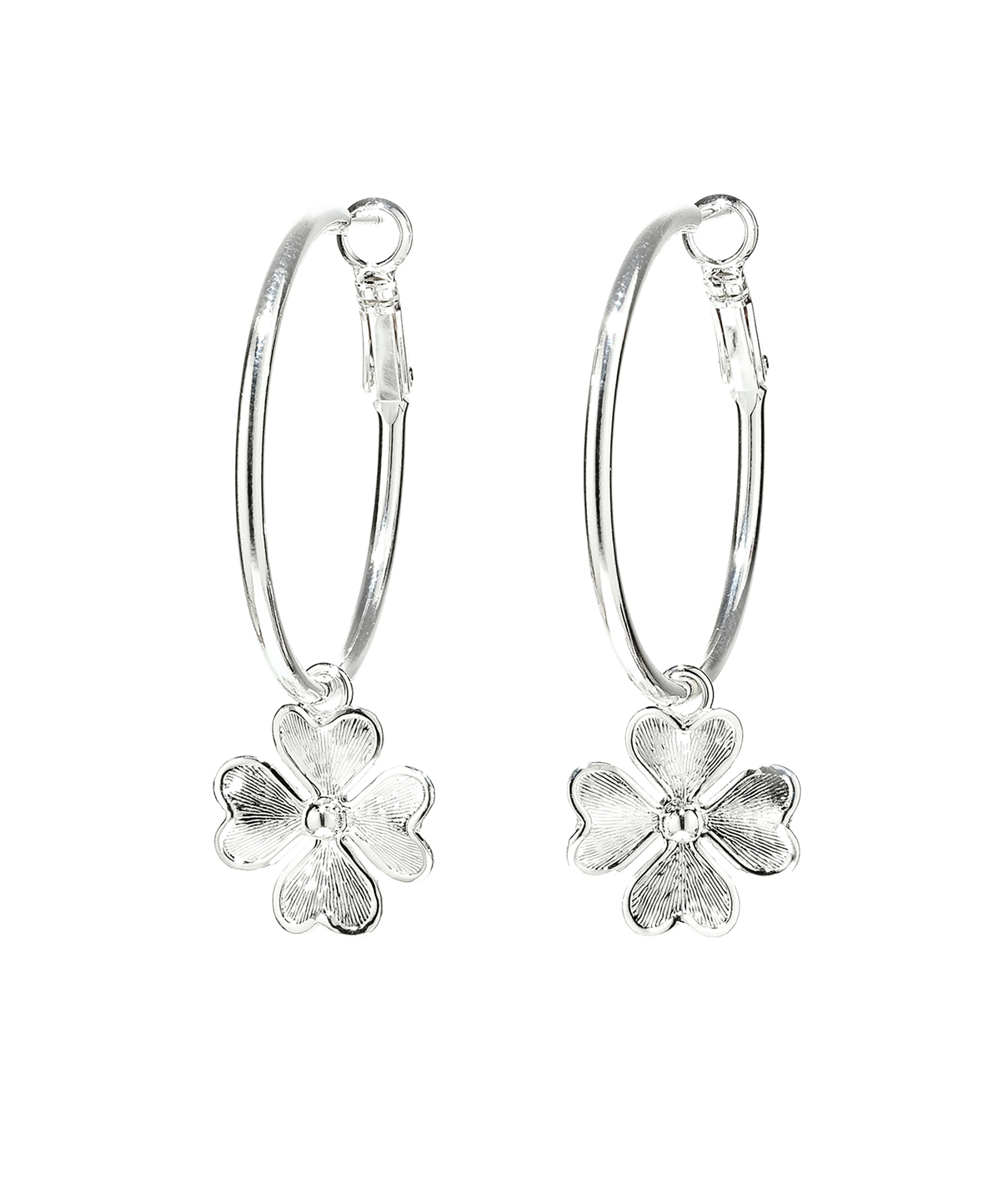 Petites Créoles Léon Argent Trèfles Boucles d'oreilles Monsieur Simone