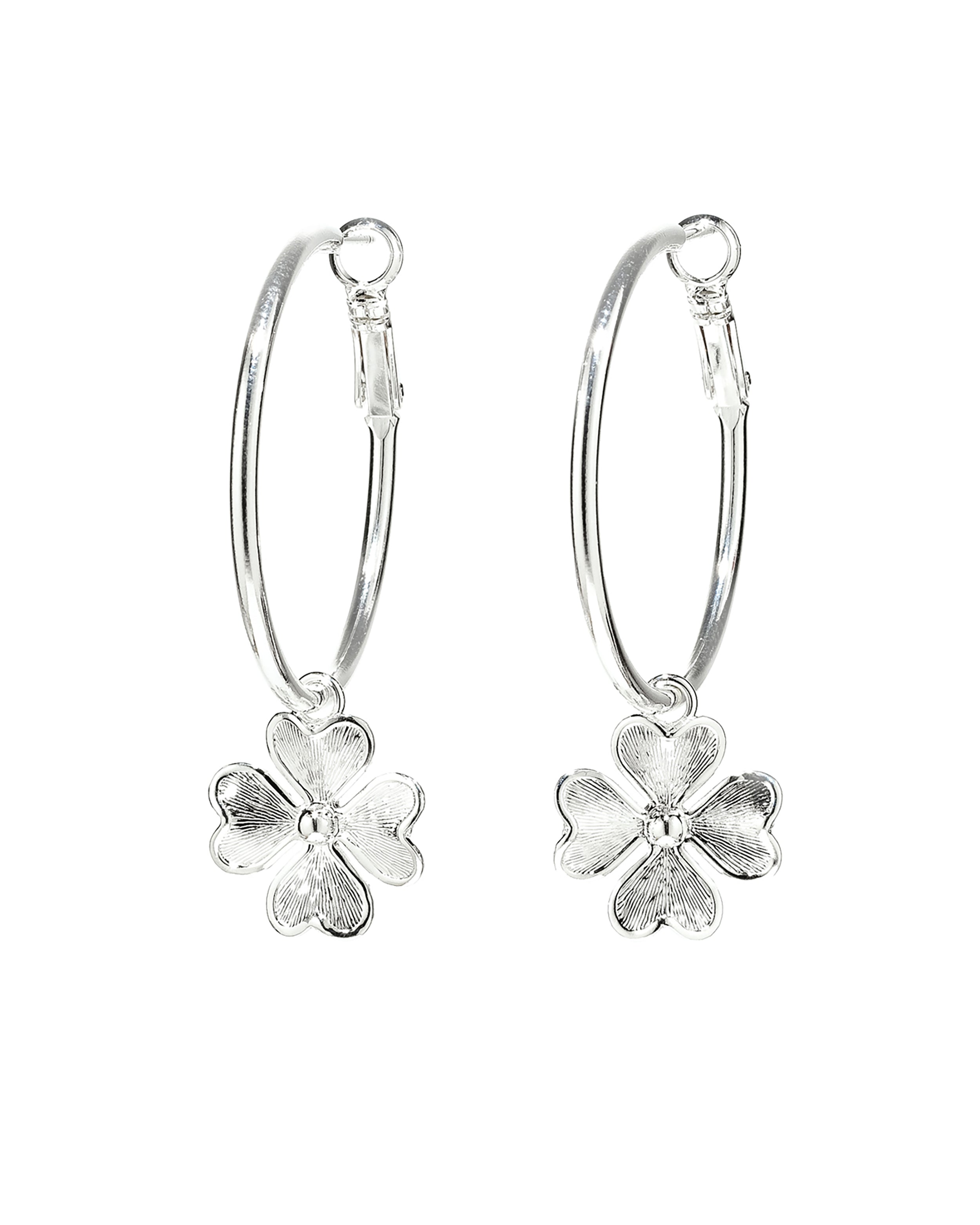 Petites Créoles Léon Argent Trèfles Boucles d'oreilles Monsieur Simone