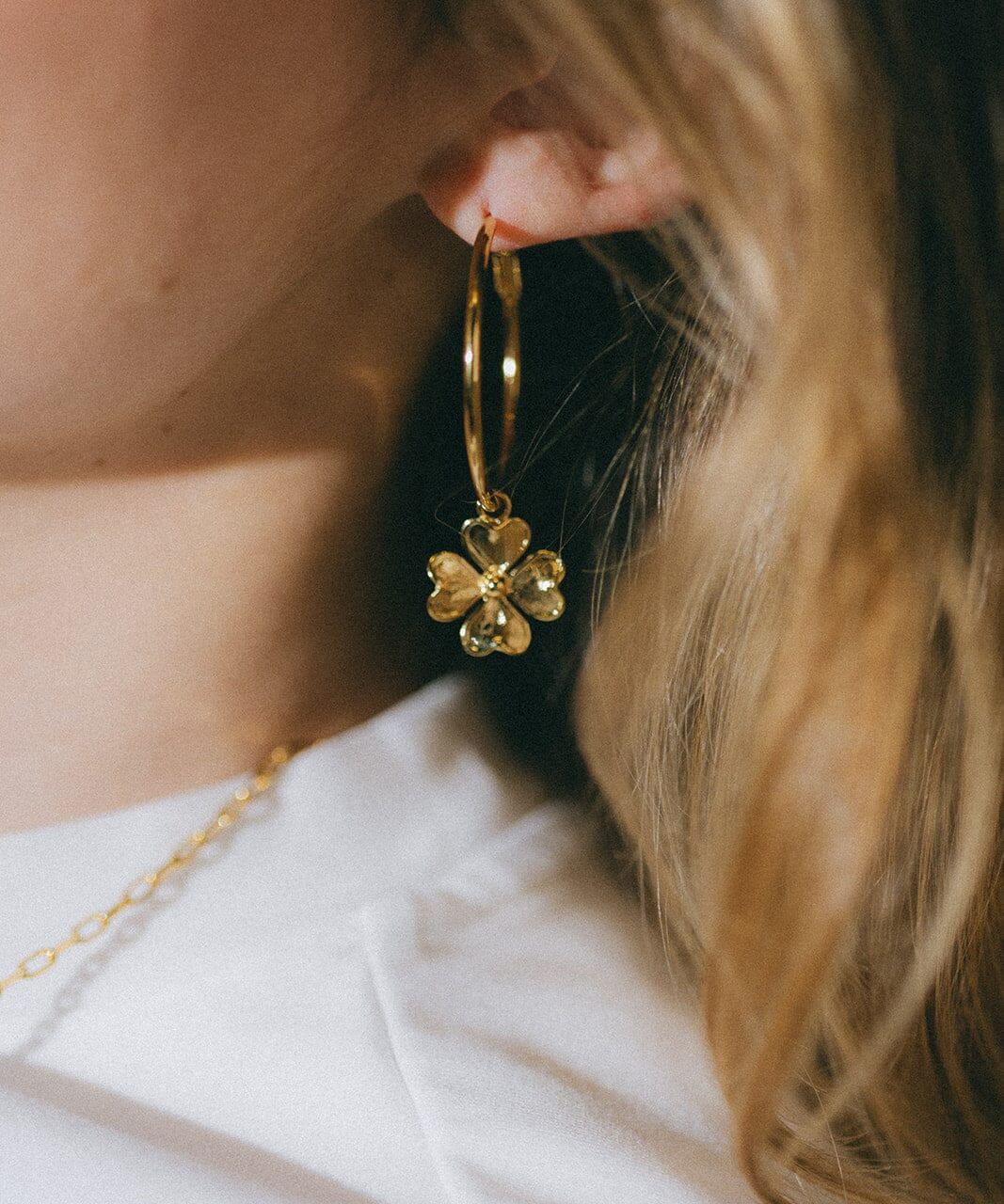 Petites Créoles Léon Argent Trèfles Boucles d'oreilles Monsieur Simone