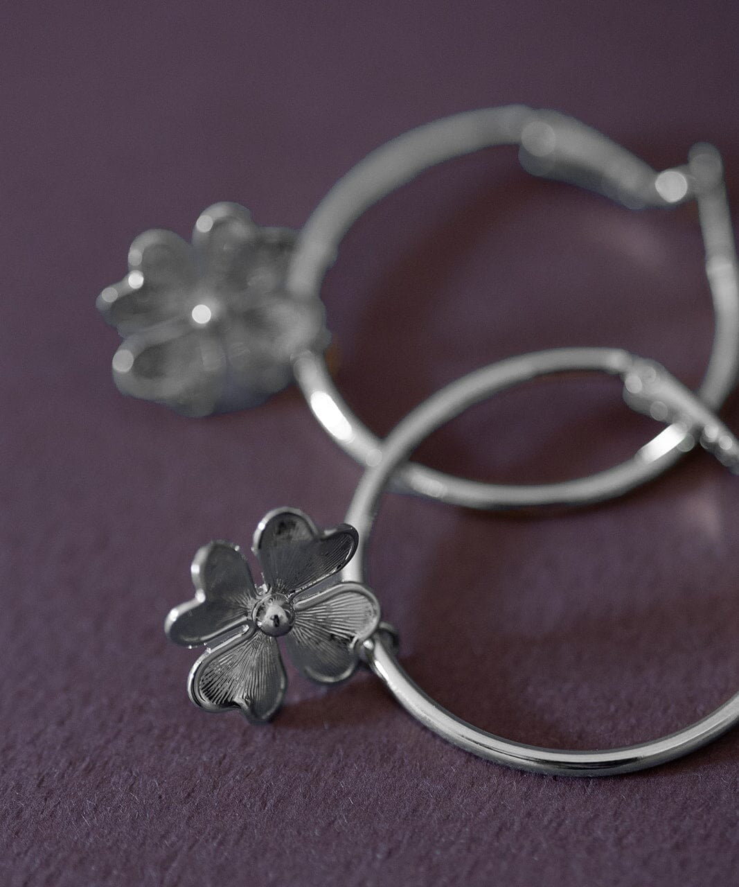 Petites Créoles Léon Argent Trèfles Boucles d'oreilles Monsieur Simone