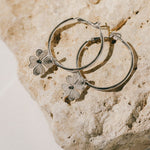 Petites Créoles Léon Argent Trèfles Boucles d'oreilles Monsieur Simone