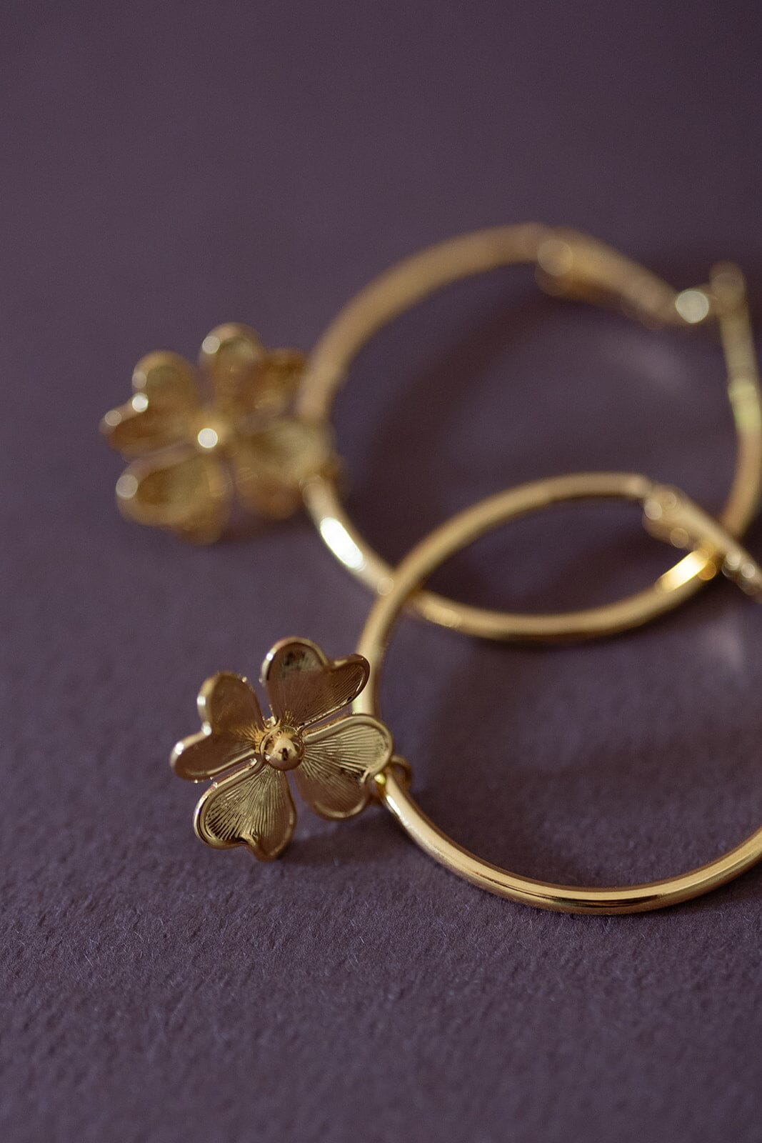 Petites Créoles Léon Or Trèfles Boucles d'oreilles Monsieur Simone