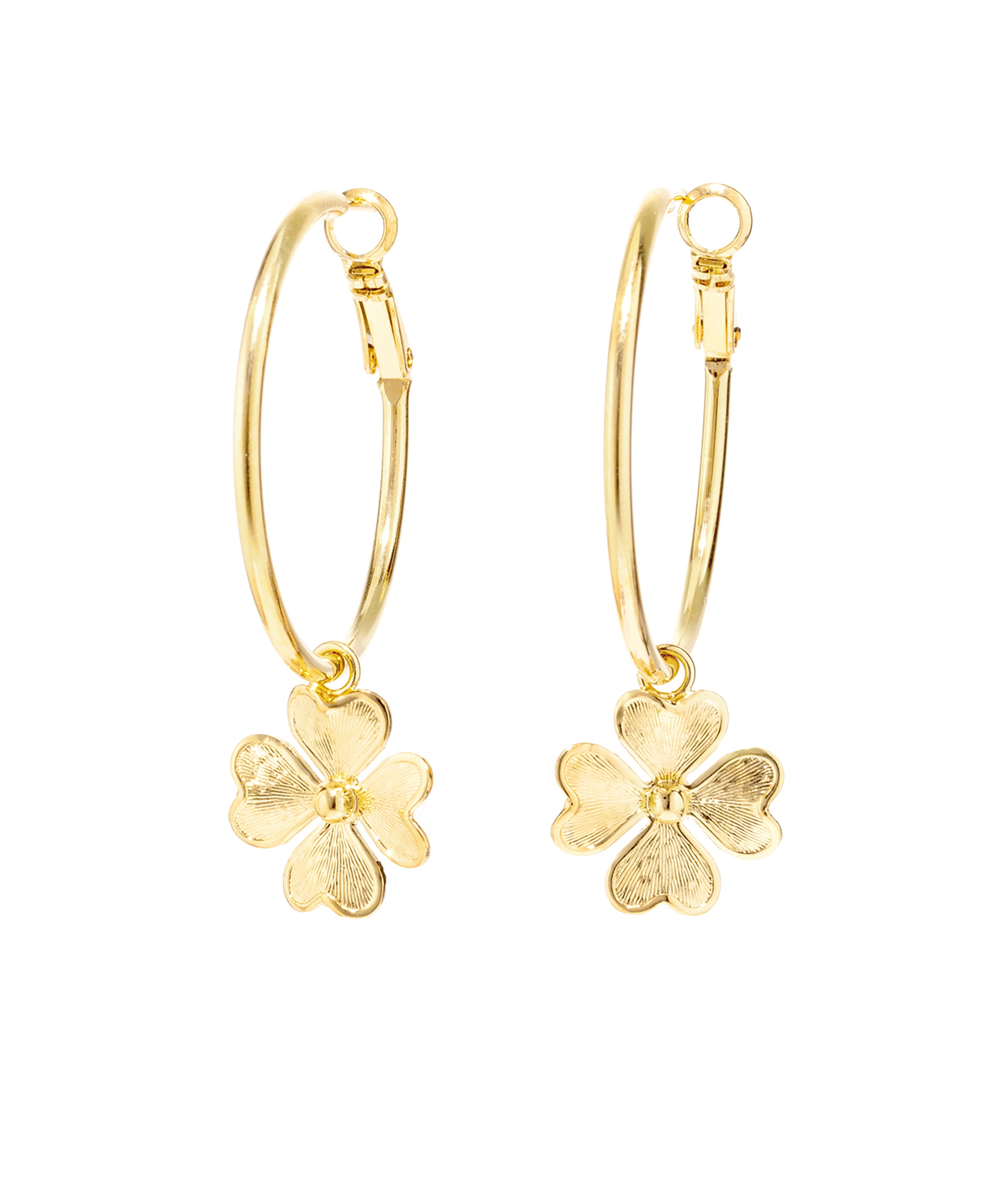 Petites Créoles Léon Or Trèfles Boucles d'oreilles Monsieur Simone
