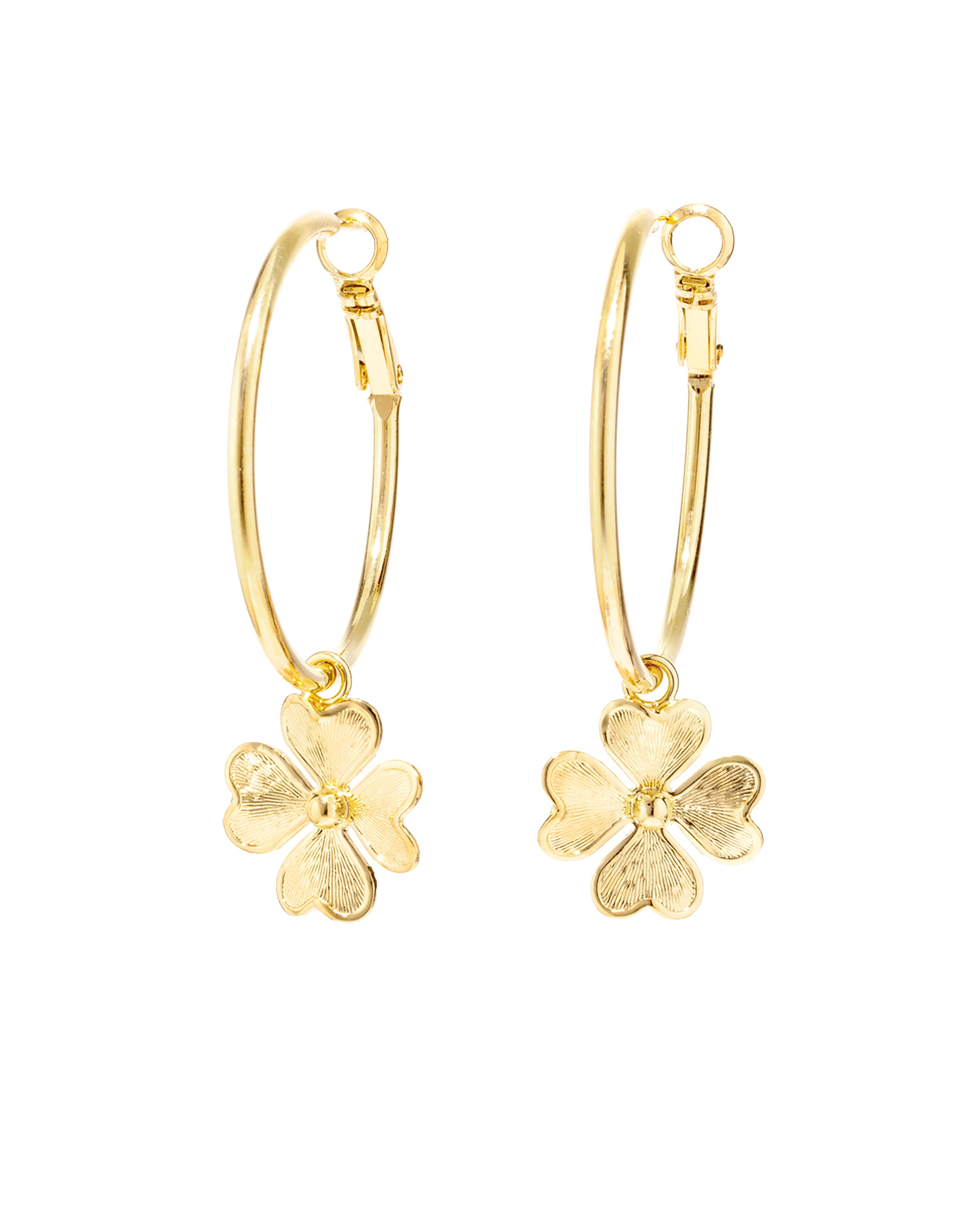 Petites Créoles Léon Or Trèfles Boucles d'oreilles Monsieur Simone