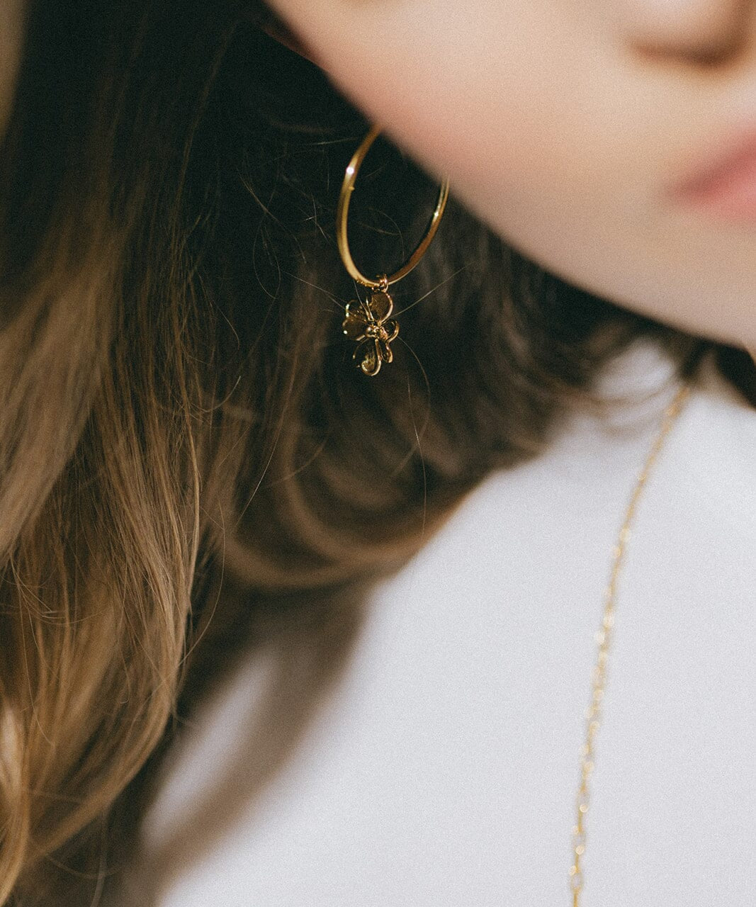 Petites Créoles Léon Or Trèfles Boucles d'oreilles Monsieur Simone