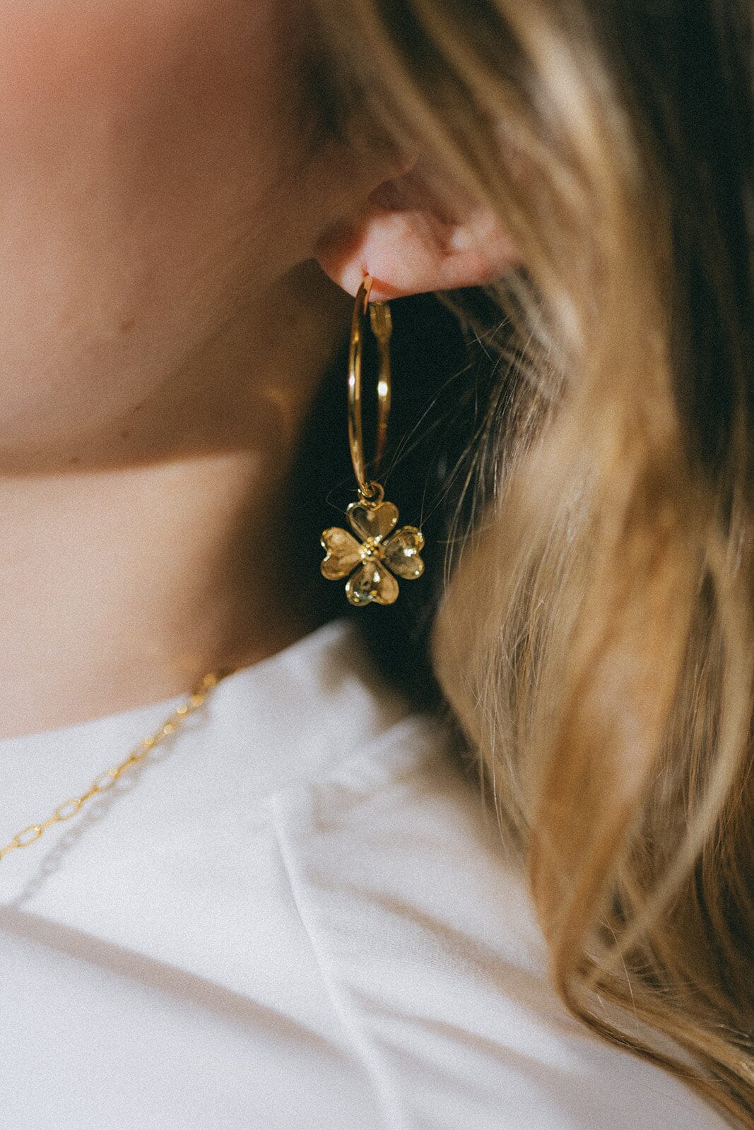 Petites Créoles Léon Or Trèfles Boucles d'oreilles Monsieur Simone