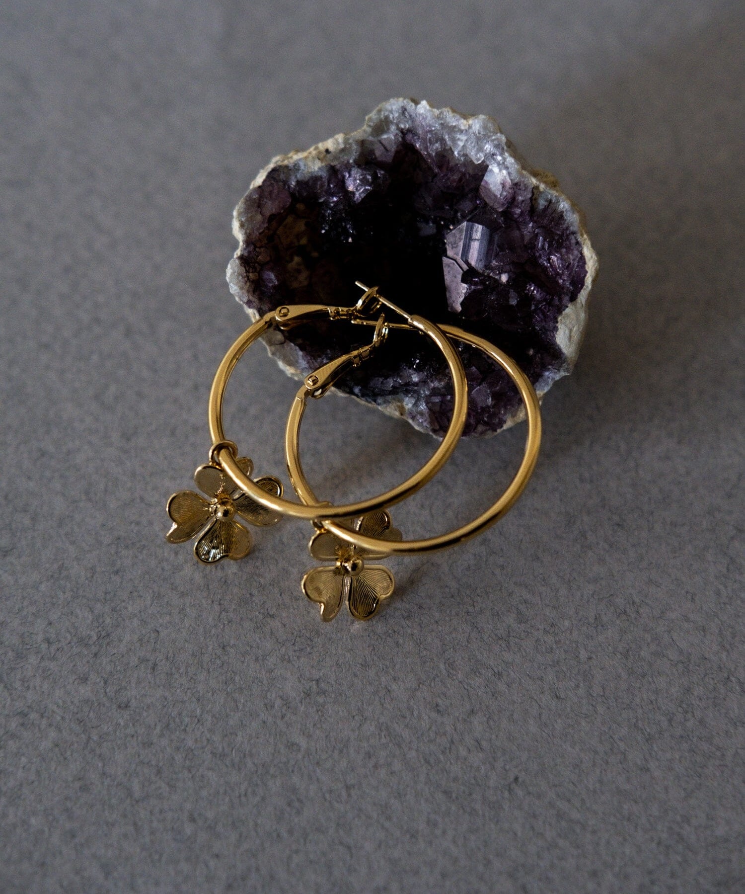 Petites Créoles Léon Or Trèfles Boucles d'oreilles Monsieur Simone