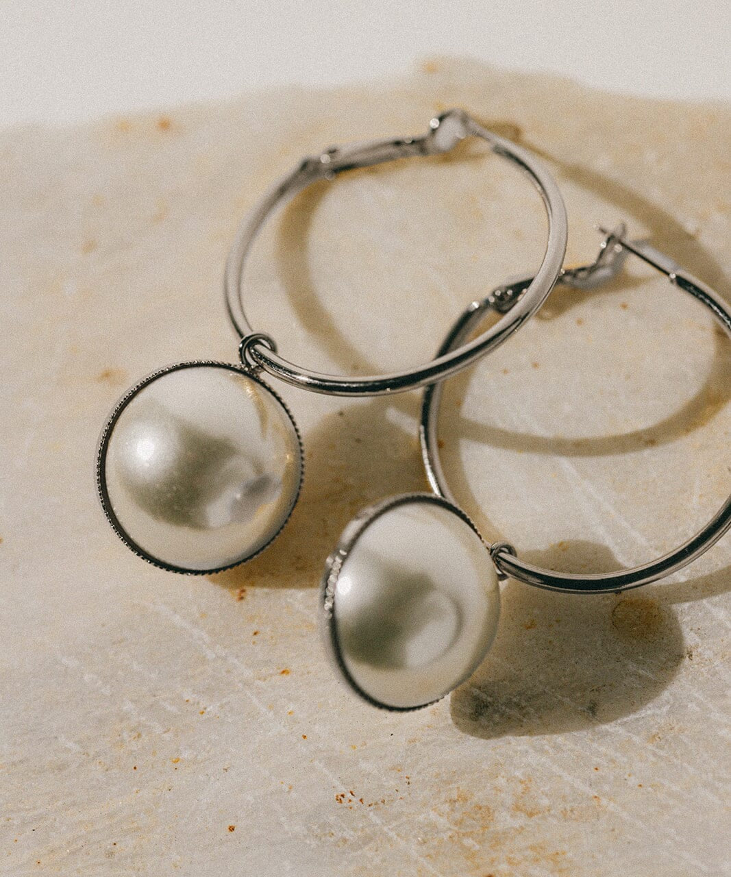 Petites Créoles Nélya Argent Perles Boucles d'Oreilles Monsieur Simone