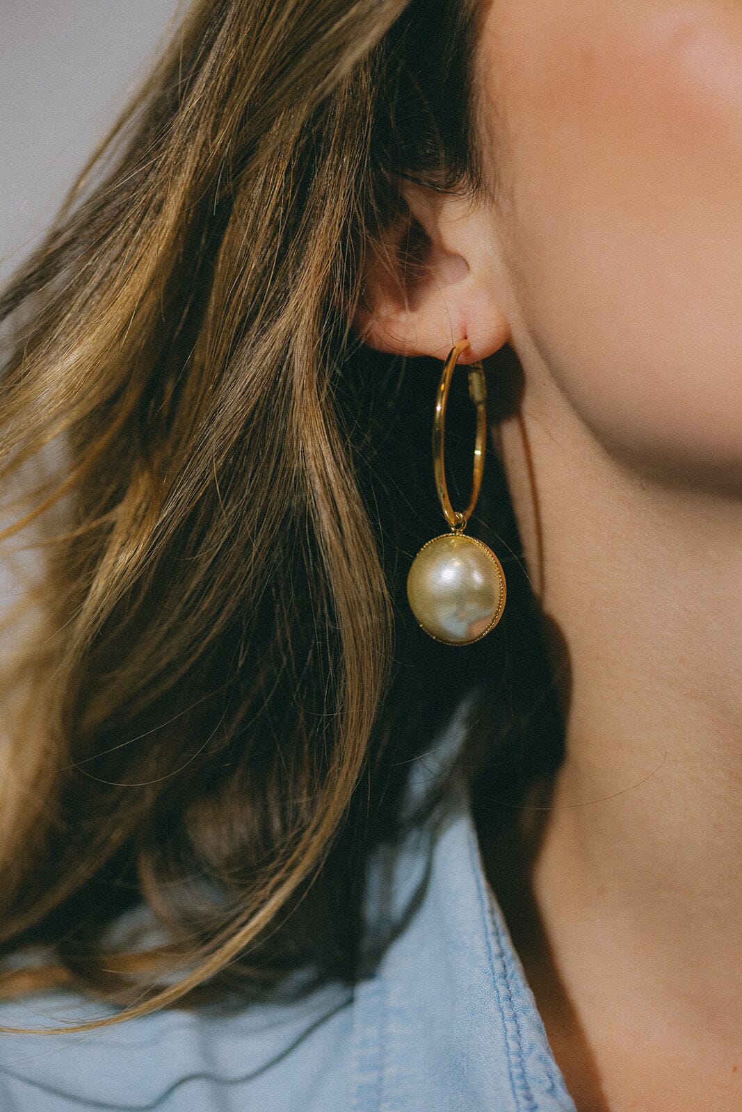 Petites Créoles Nélya Argent Perles Boucles d'Oreilles Monsieur Simone