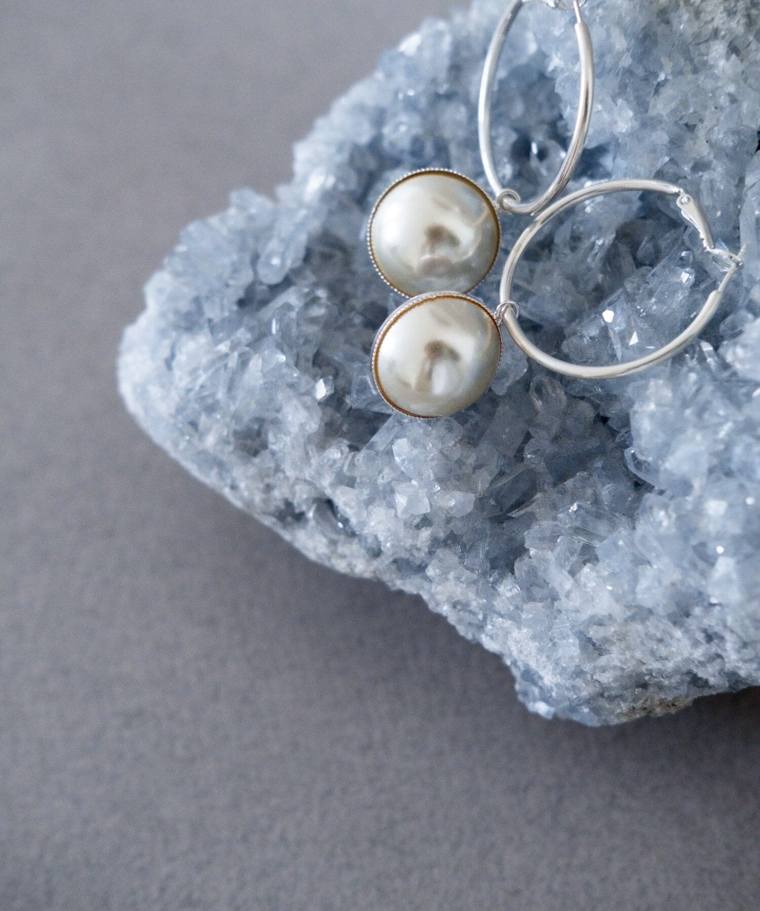 Petites Créoles Nélya Argent Perles Boucles d'Oreilles Monsieur Simone