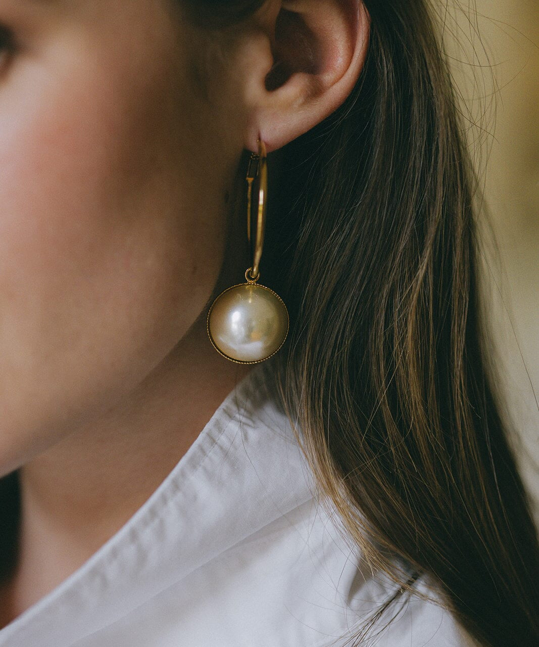 Petites Créoles Nélya Or Perles Boucles d'Oreilles Monsieur Simone