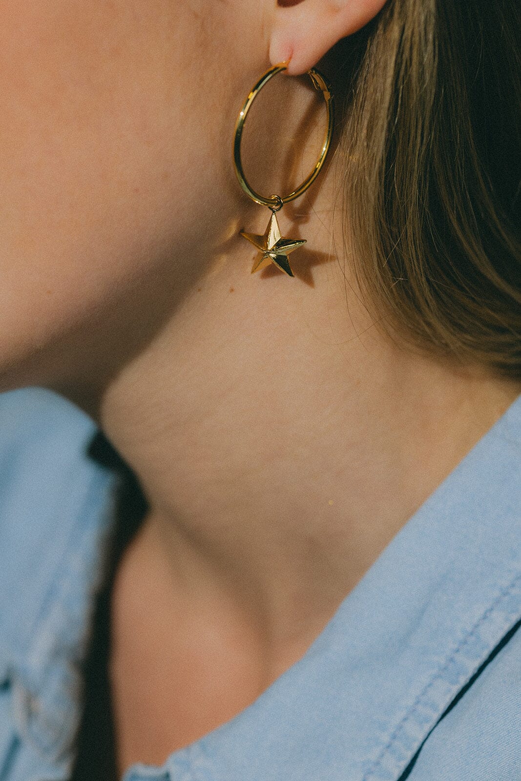 Petites Créoles Raoul Or Étoiles Boucles d'oreilles Monsieur Simone