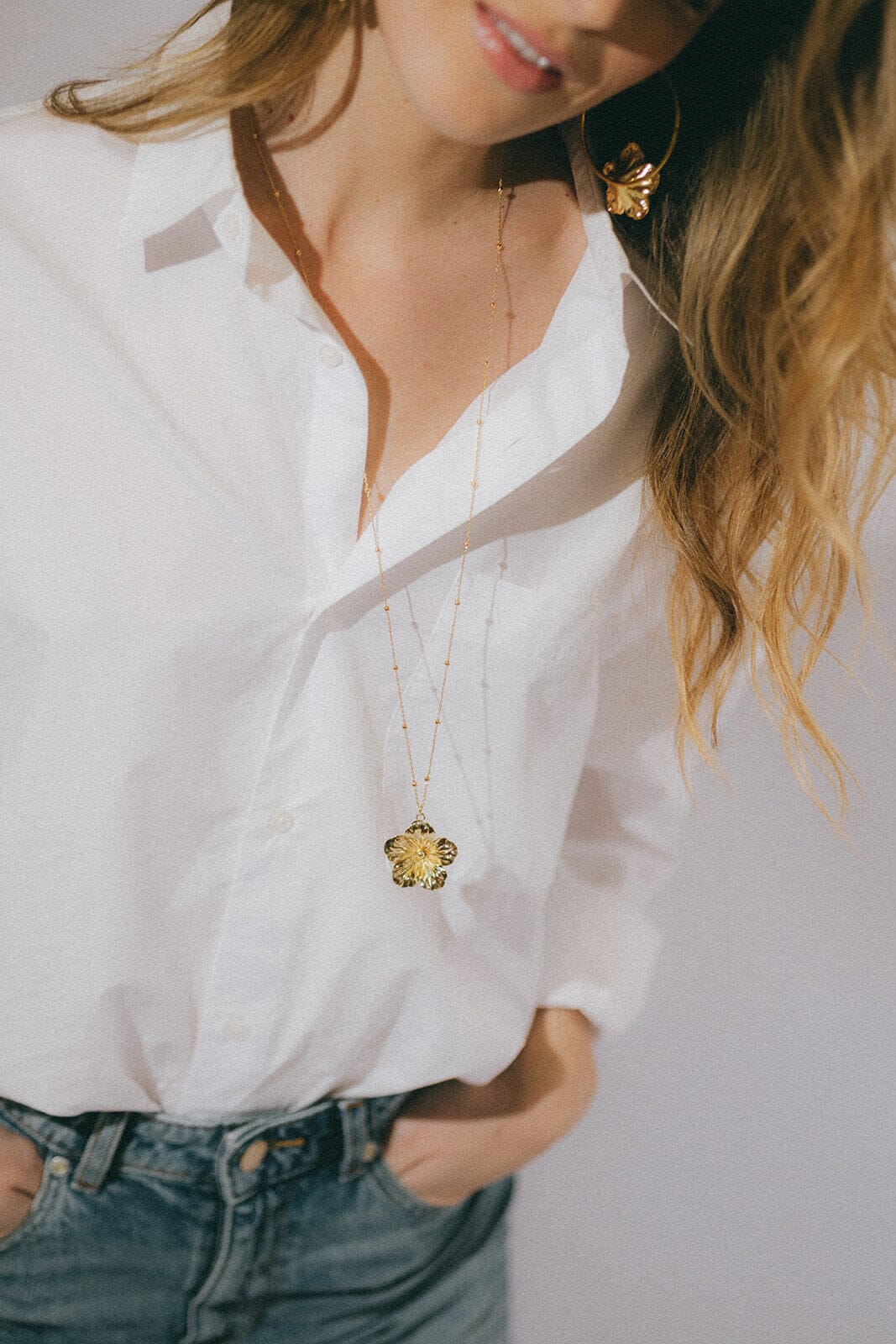 Sautoir Gaïa Or Fleur Colliers Monsieur Simone