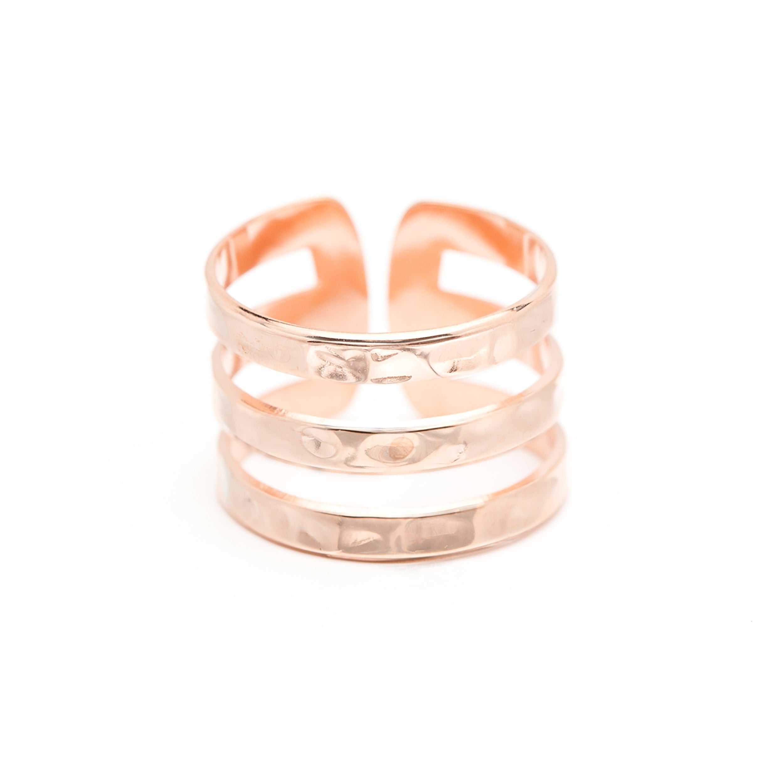 Bague Enzo Or Rose Martelée Ajustable Bagues Monsieur Simone