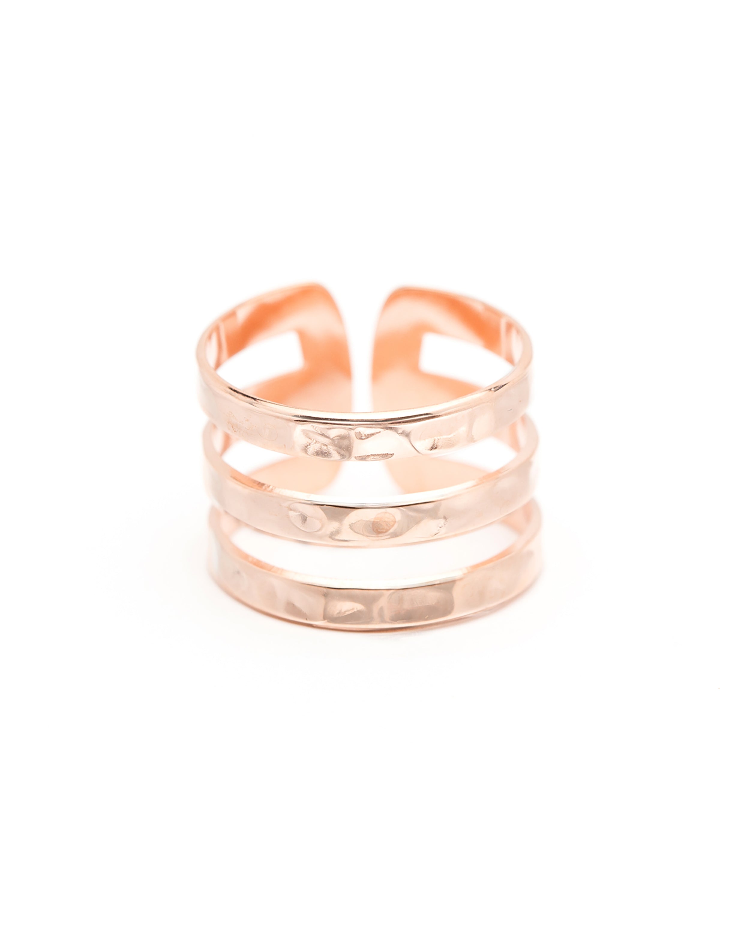 Bague Enzo Or Rose Martelée Ajustable Bagues Monsieur Simone