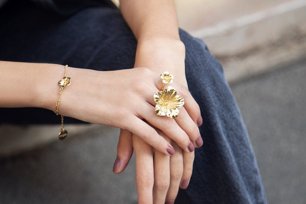 Bague Gaïa Or Fleur Ajustable Bagues Monsieur Simone