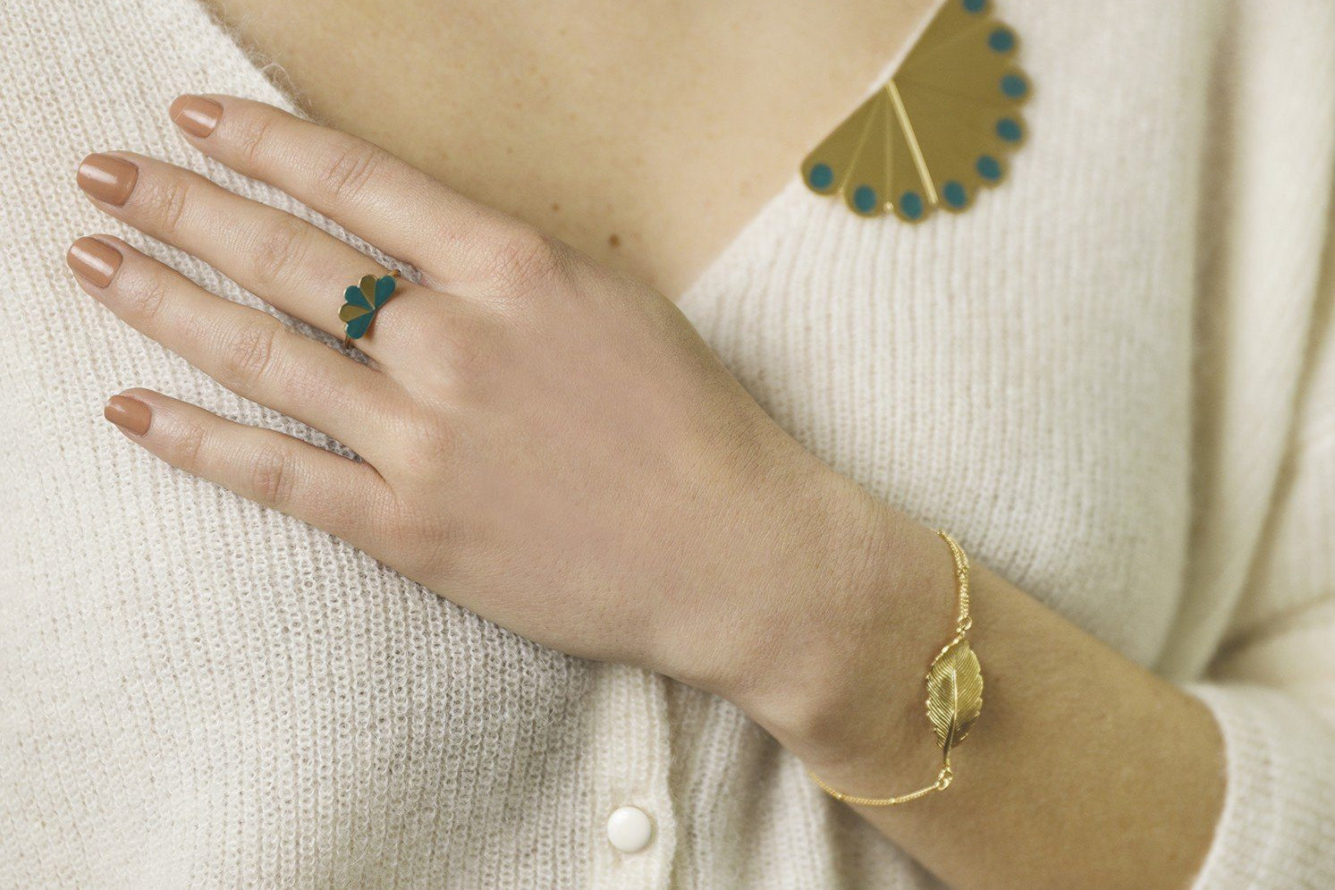 Bague Milo Argent Bleu Chardin Paon Rayures Bagues Monsieur Simone
