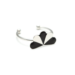 Bague Milo Argent Noir Paon Rayures Bagues Monsieur Simone