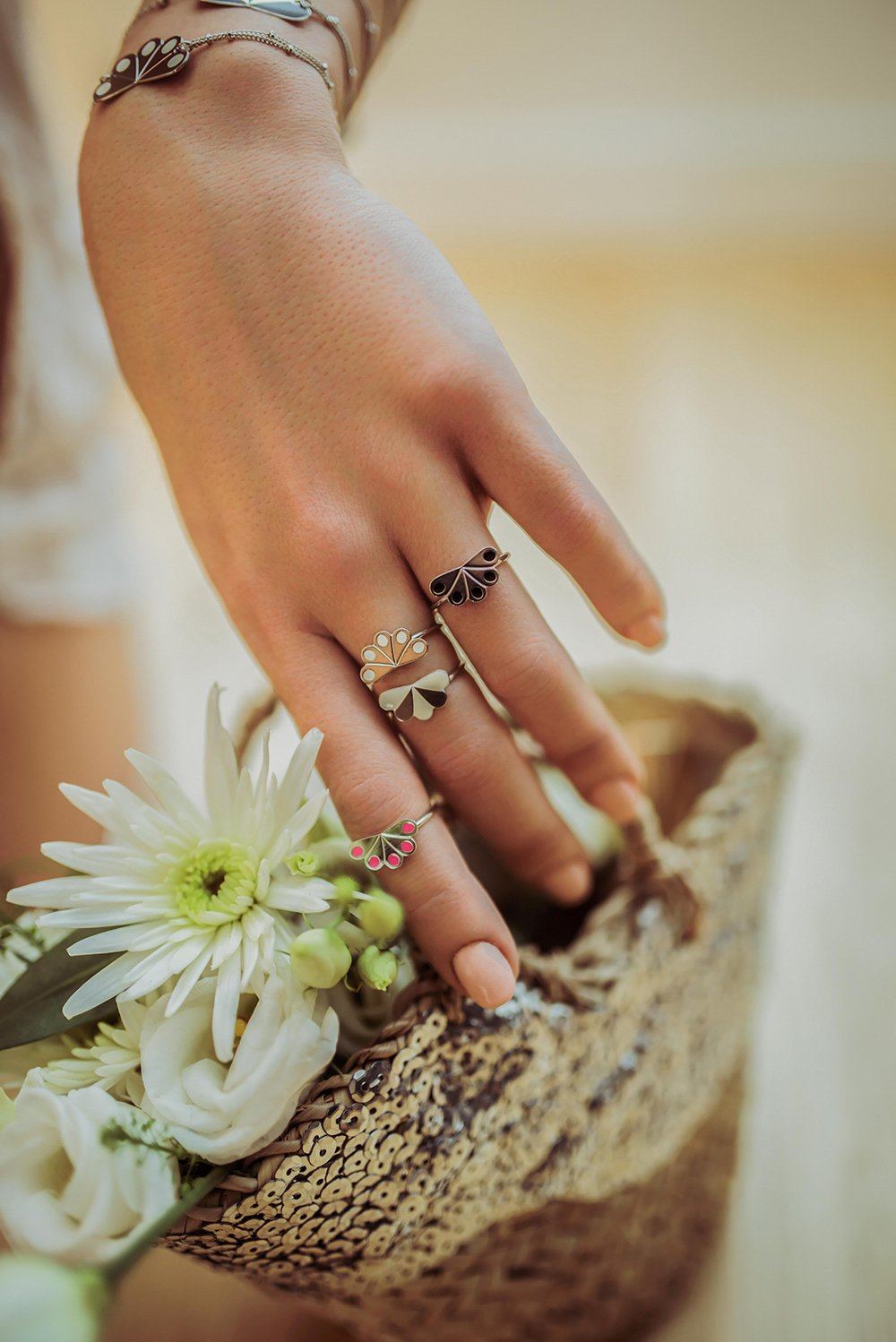Bague Milo Or Rose Paon Rayures Bagues Monsieur Simone