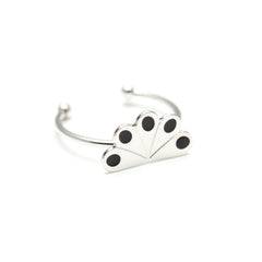 Bague Tao Argent Noir Paon Ronds Bagues Monsieur Simone