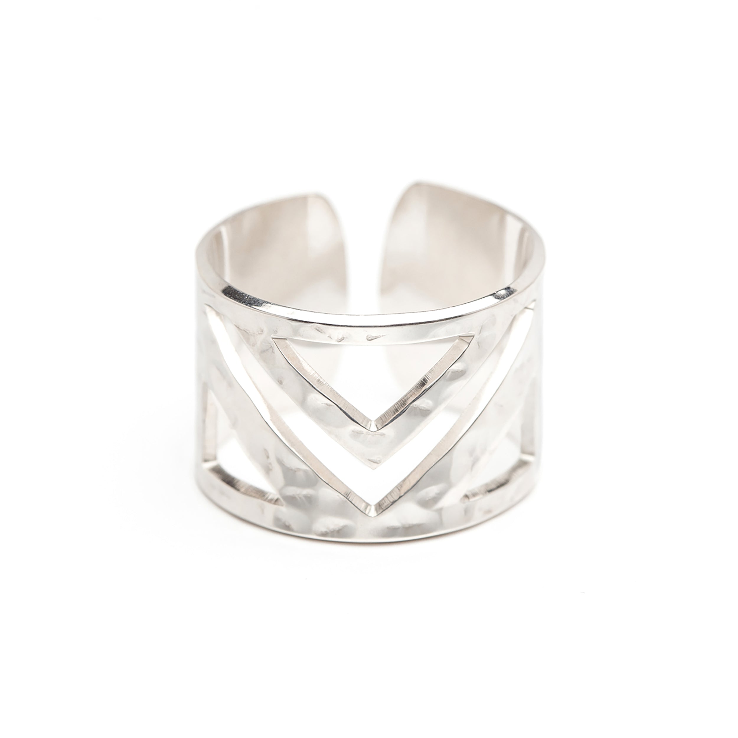 Bague Zak Argent Martelée Ajustable Bagues Monsieur Simone