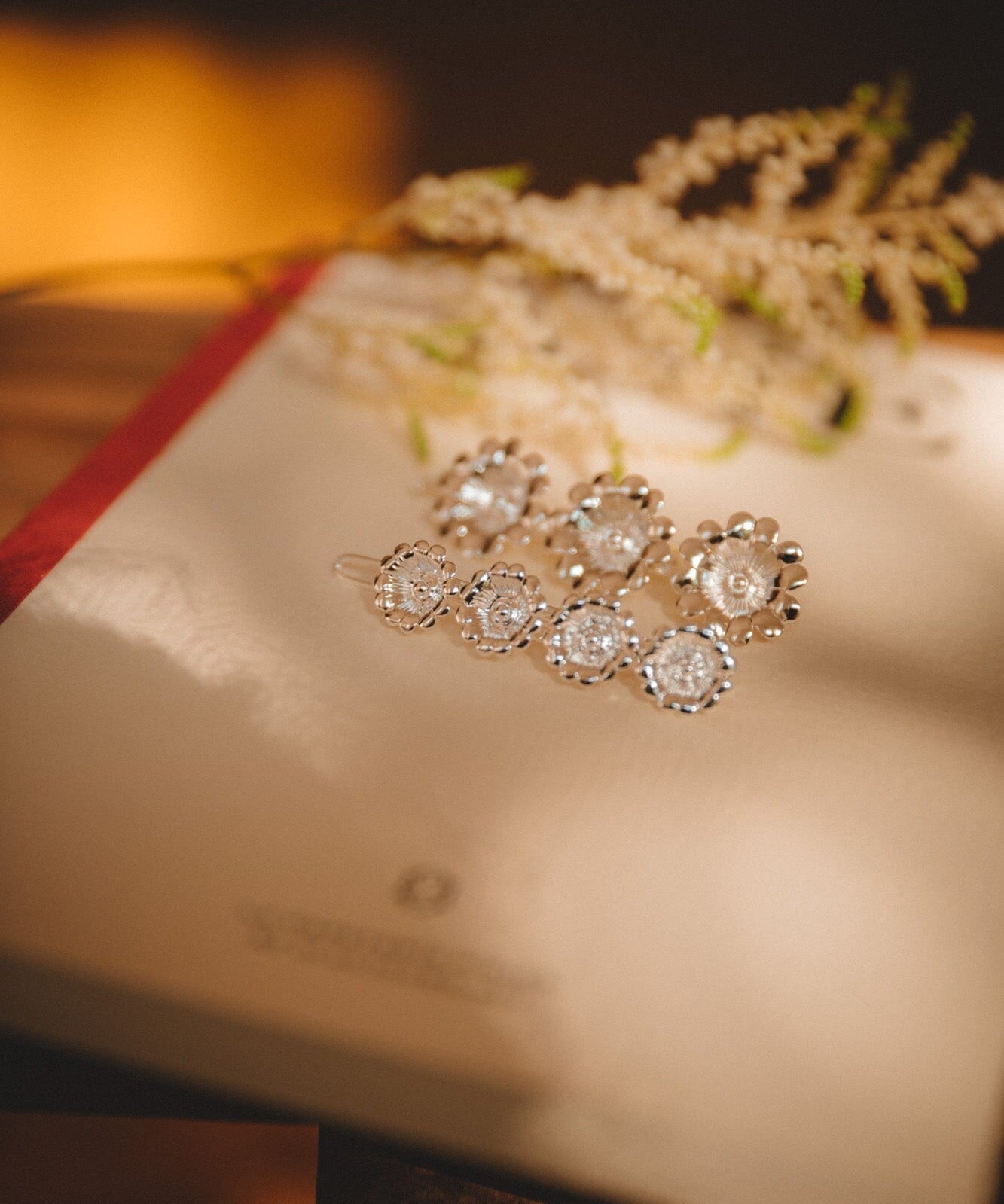 Barrette Théia Argent Fleurs Accessoires Monsieur Simone