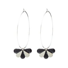 BO Créoles Milo Argent Noir Paon Rayures Boucles d'Oreilles Monsieur Simone