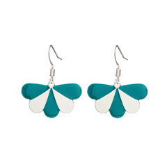 BO Dormeuses Milo Argent Bleu Chardin Paon Rayures Boucles d'Oreilles Monsieur Simone
